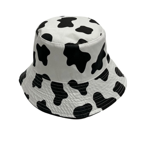 Bucket Hat black and white reversible cow motif printed designs woman’s - Picture 1 of 12